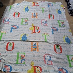 Vintage Sesame Street Twin Flat Sheet With Alphabet.